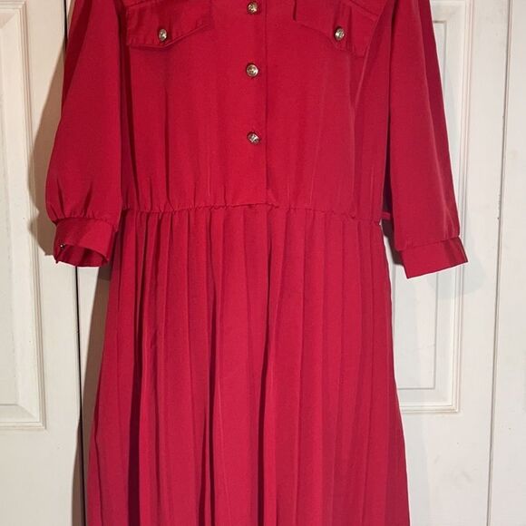 Vintage Sweetbriar 1980s Red Shirtwaist Dress 12 But Runs Small - Picture 3 of 16
